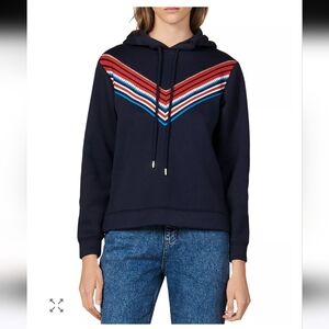 Sandro Navy Hoodie with Chevron Stripes
